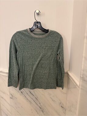 Crewcuts Green Heathered Long Sleeve Shirt with Contrast Neck